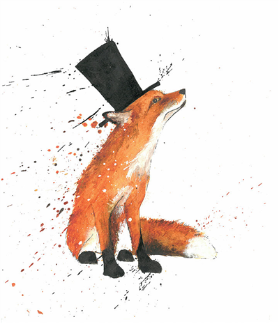 Clare Brownlow Greetings Card - Fox In A Top Hat Card